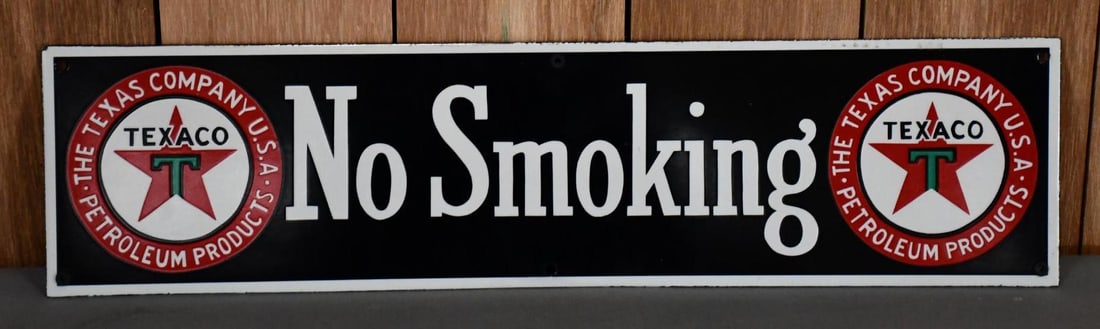 Texaco (black background) NO SMOKING Porcelain Sign (restored) (1 of 4)