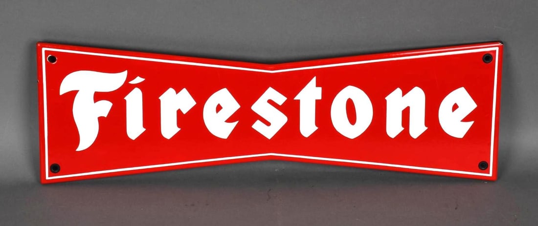 Firestone (tires) Porcelain Bow-Tie Sign (1 of 4)