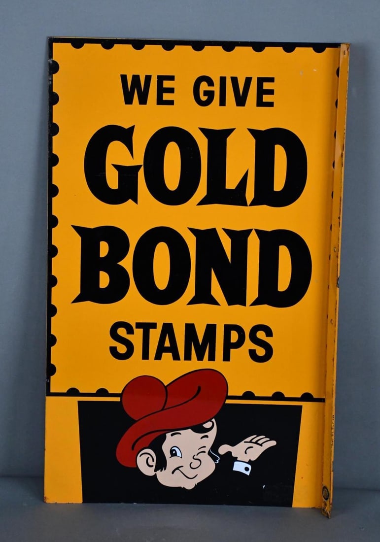We Give Gold Bond Stamps w/Logo Metal Flange Sign (TAC) (1 of 4)