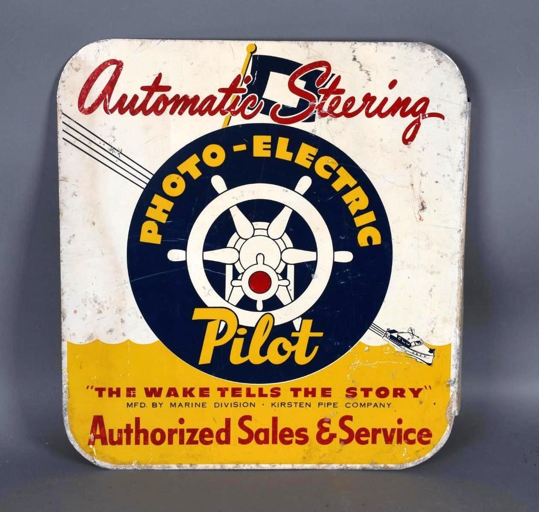 Photo-Electric Pilot "Automatic Steering" Metal Flange Sign (TAC) (1 of 6)