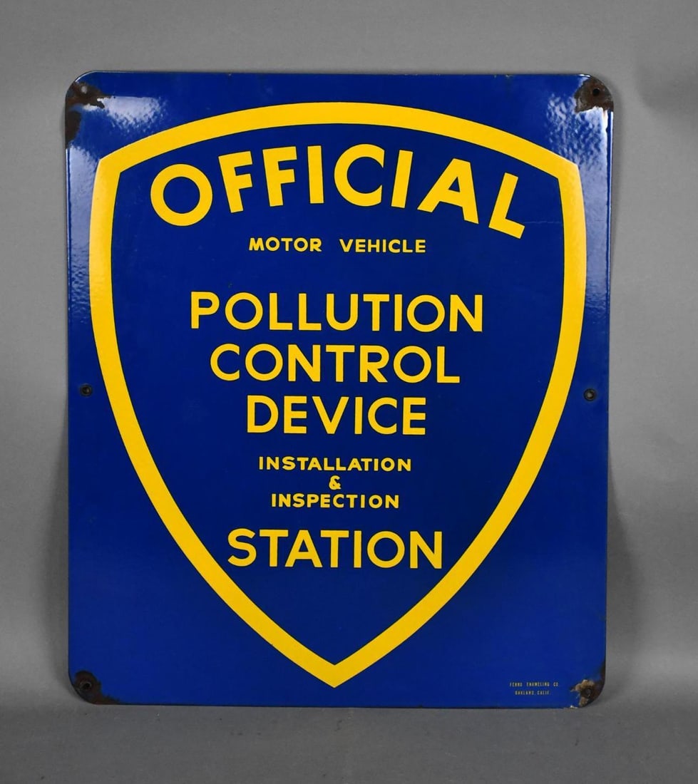 California Official Motor Vehicle Pollution Station Porcelain Sign (TAC) (1 of 5)