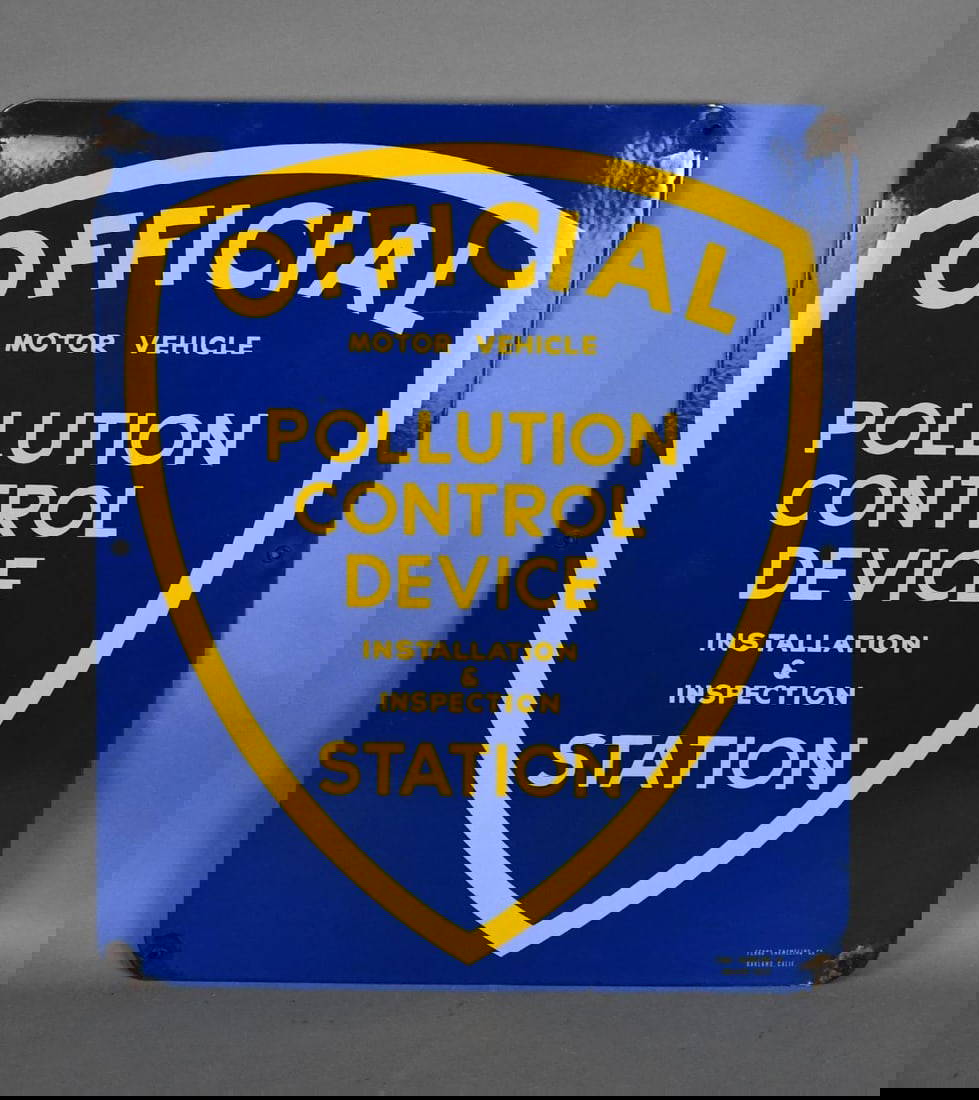 California Official Motor Vehicle Pollution Station Porcelain Sign (tac