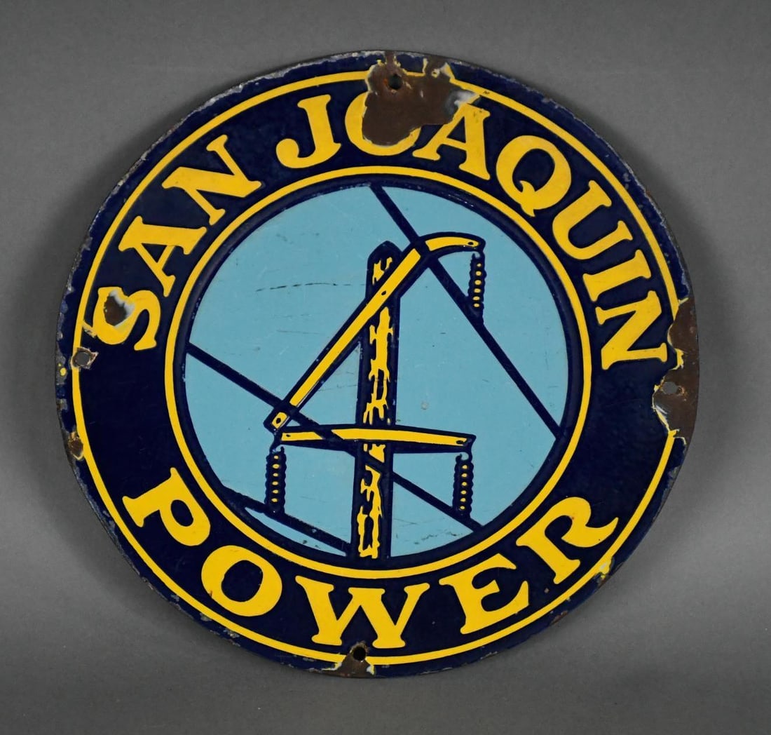 San Joaquin Power Porcelain Truck Door Sign (TAC) (1 of 2)