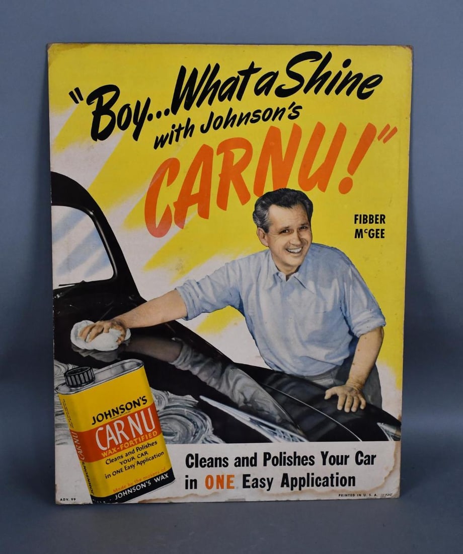 Johnson's Carnu Cleans & Polishes Cardboard Sign (TAC) (1 of 3)