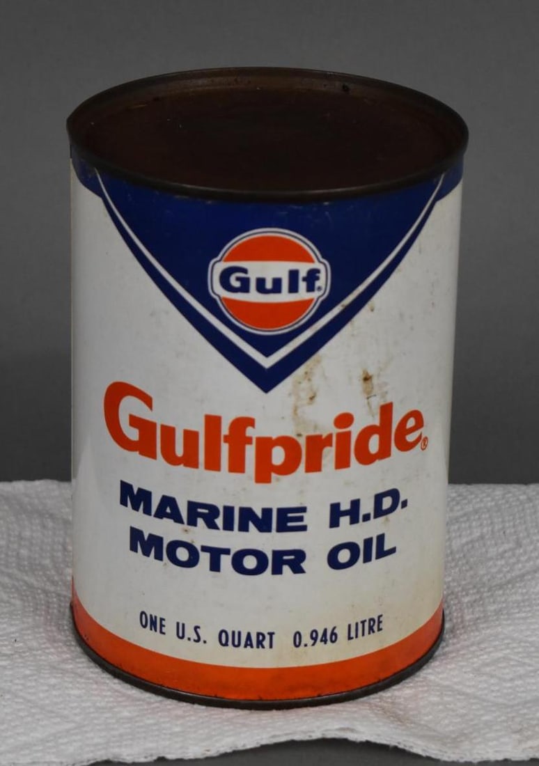 Gulf w/Wings Logo Marine H.D. Motor Oil Quart Metal Can (1 of 3)