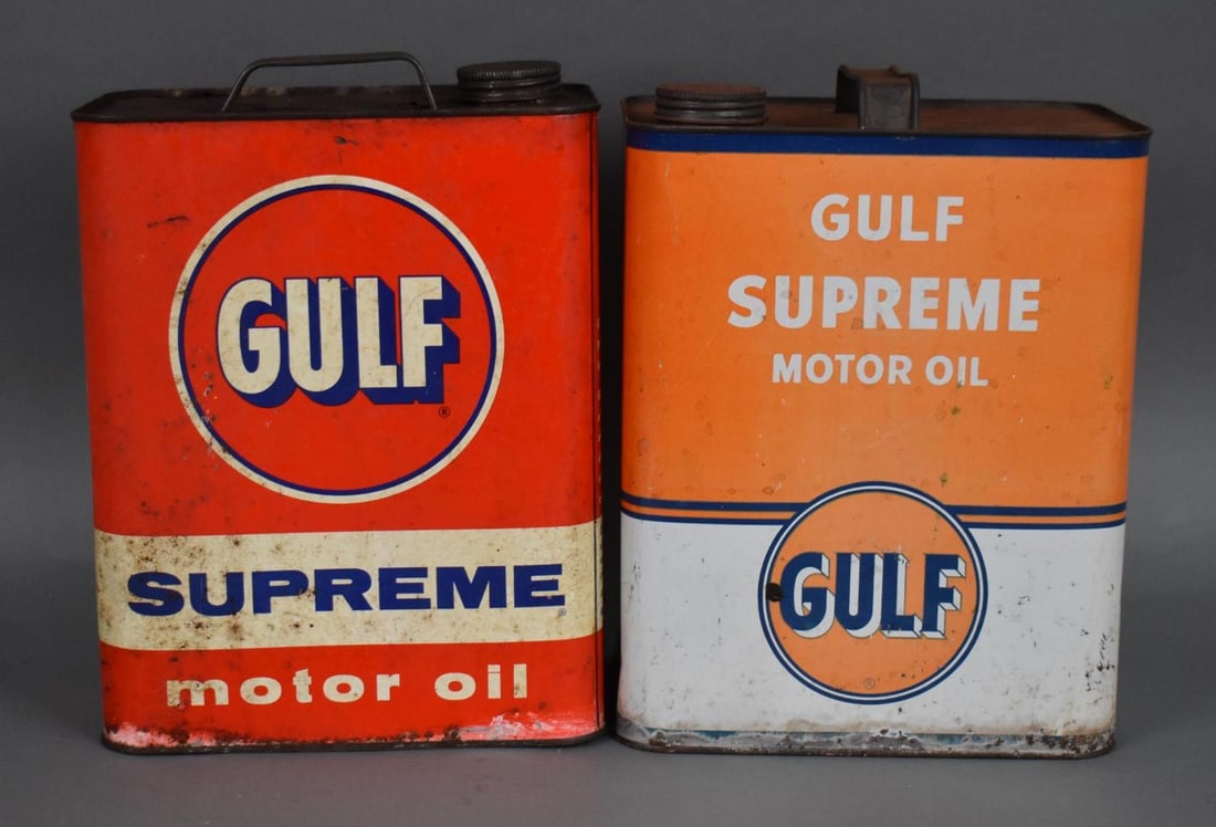 2-Different Gulf Supreme Motor Oil Two-Gallon Metal Can (1 of 4)