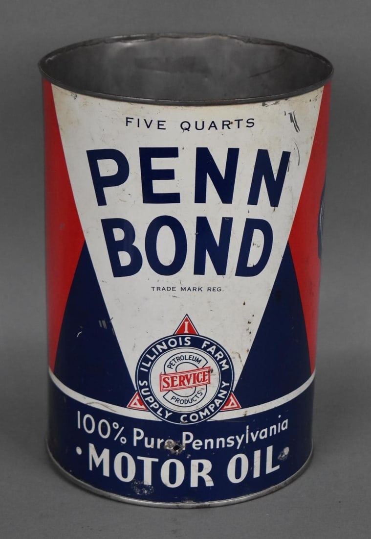 Penn Bond Illinois Farm Supply Five Quart Round Metal Can (1 of 3)