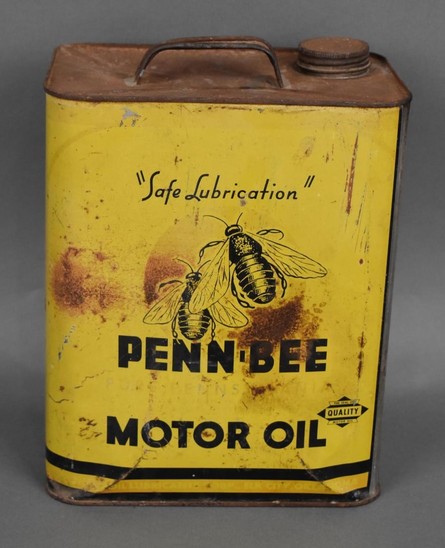 Penn-Bee Motor Oil w/Logo Two-Gallon Metal Can (1 of 4)