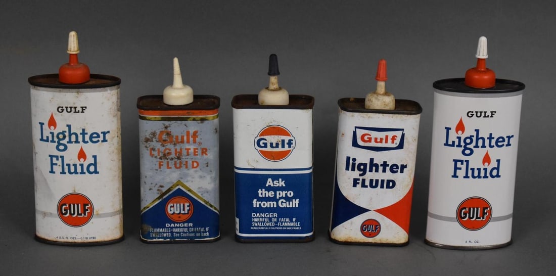 5-Gulf Lighter Fluid Metal Cans (1 of 4)