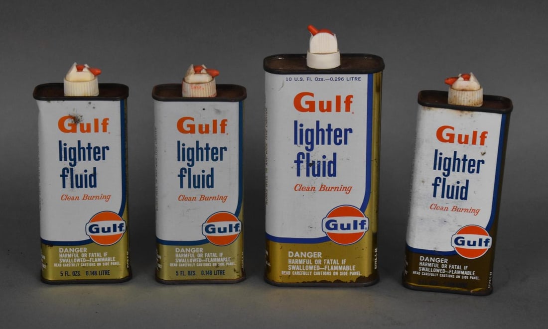 4-Gulf Lighter Fluid Metal Cans 5oz & 10oz (1 of 3)