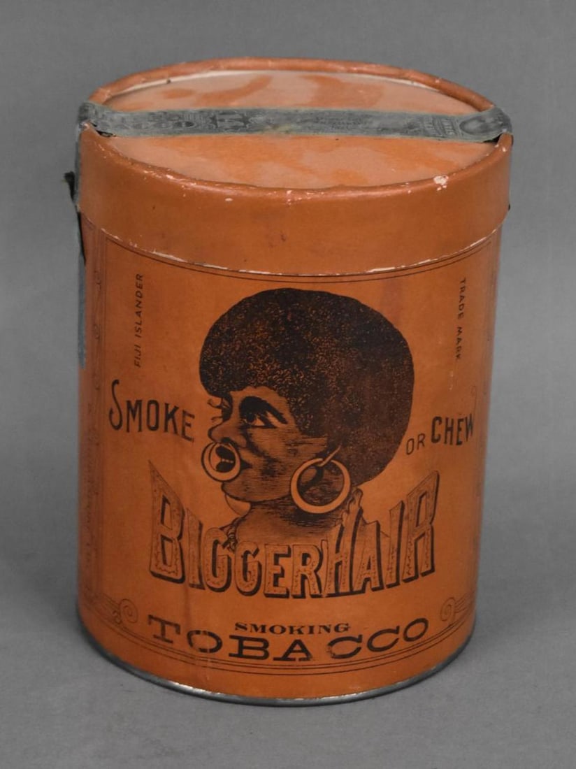 Biggerhair Tobacco Cardboard Can: rated 7.5, 6.5"T., the cardboard container has good color, has wear.