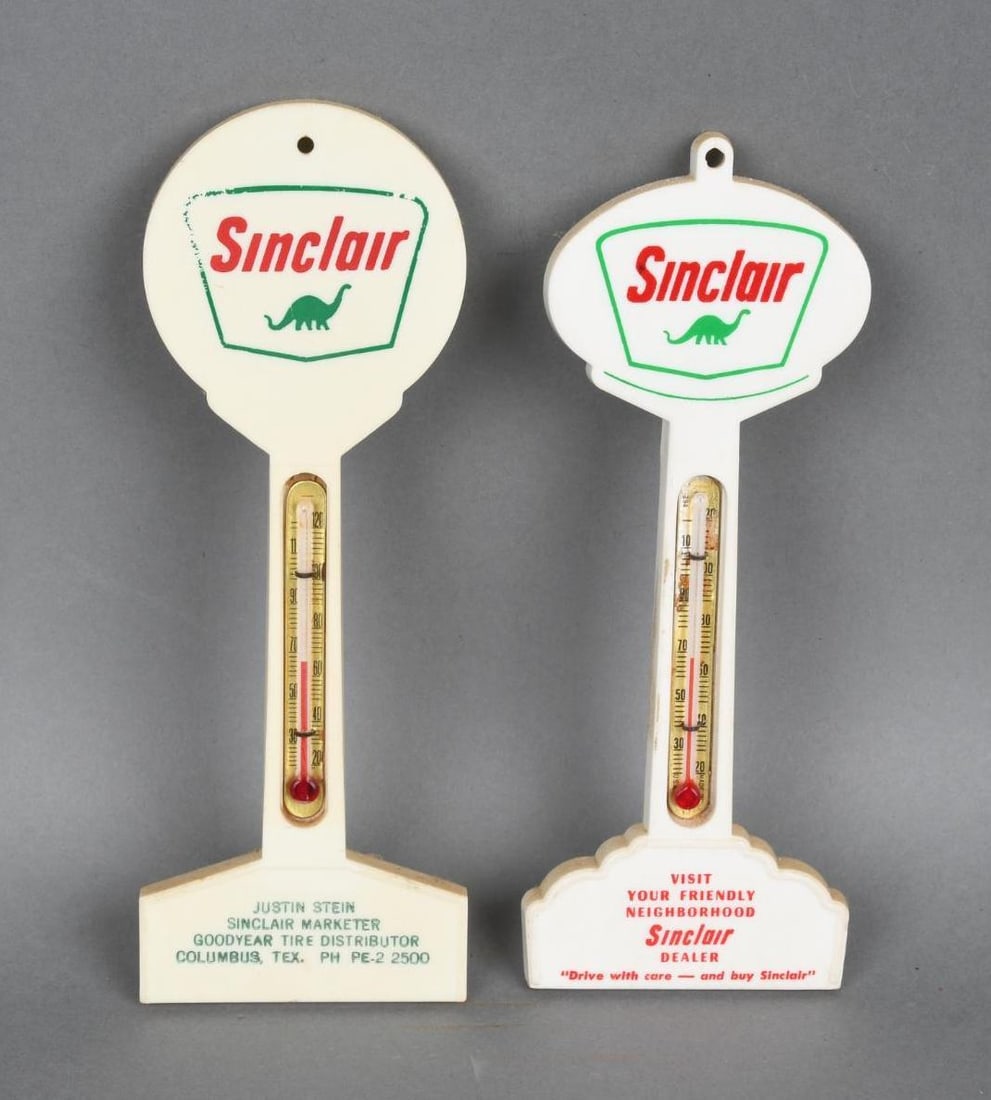 2-Different Sinclair w/Dino Logo Plastic Pole Thermometer (1 of 4)