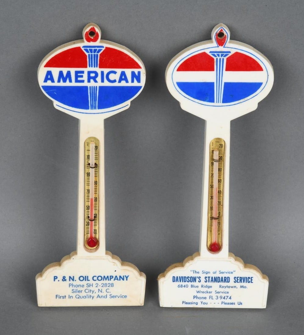 2-Different American (gas) Plastic Pole Thermometers (1 of 3)