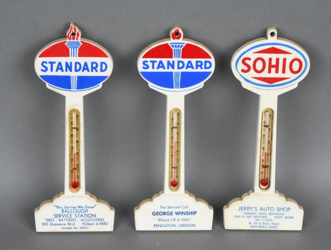 Sohio & 2-Standard Plastic Pole Thermometers (1 of 3)