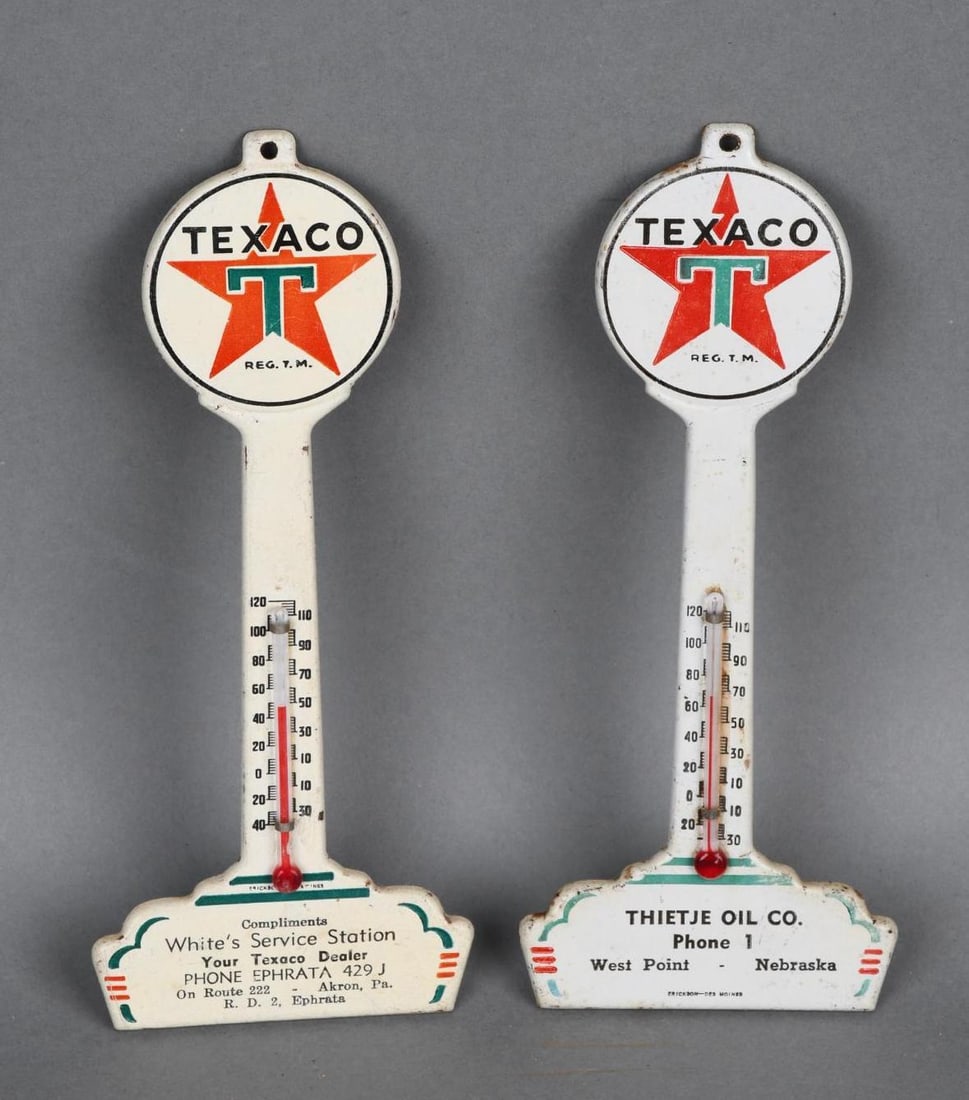2-Texaco Metal Pole Thermometers (1 of 3)