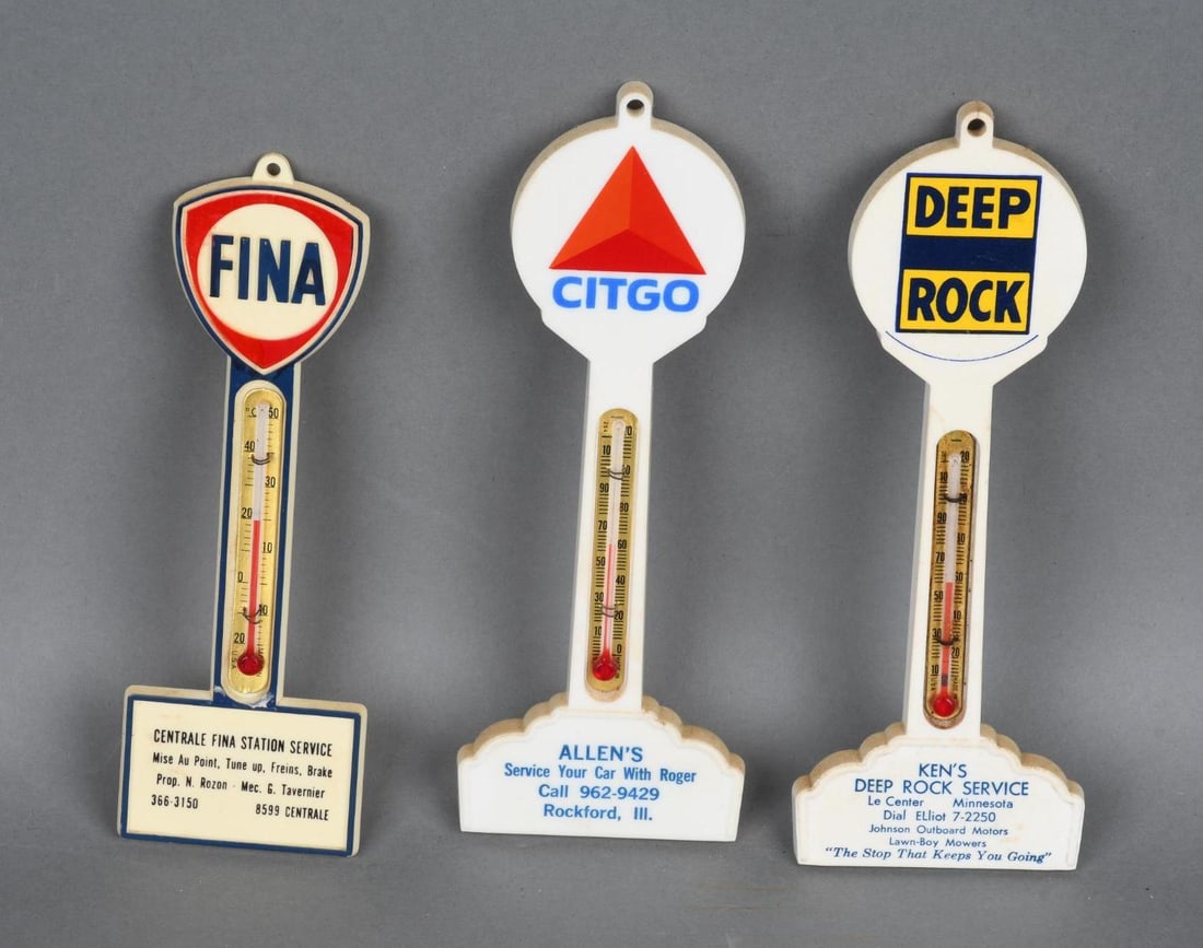 Citgo, Deep Rock & Fina Plastic Pole Thermometers (1 of 2)