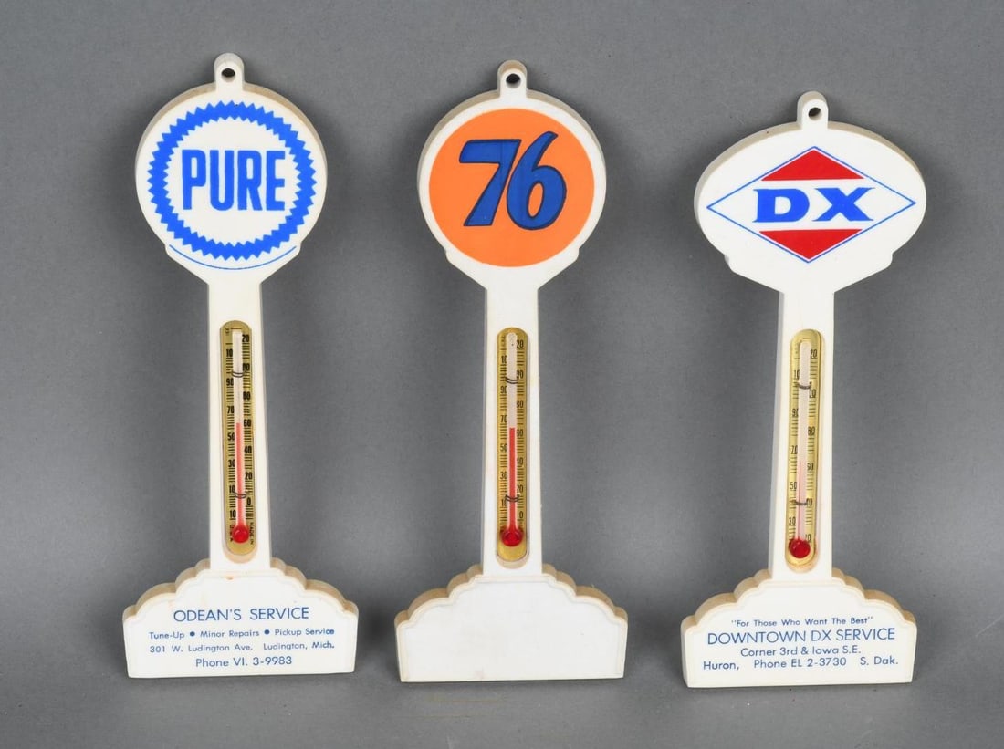 D-X, Pure & 76 Plastic Pole Thermometers (1 of 2)