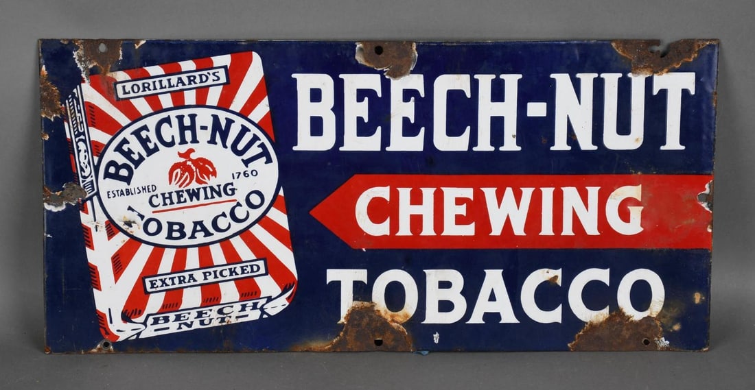 Beech-Nut Chewing Tobacco w/Logo Porcelain Sign (1 of 3)