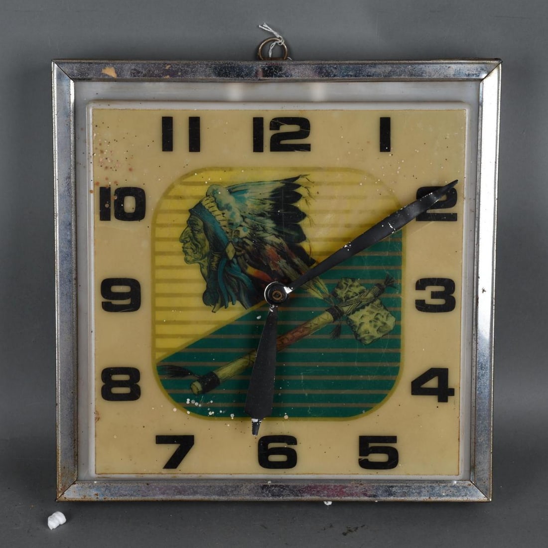Indian/Tomahawk Plastic Lighted Clock Sign (1 of 3)