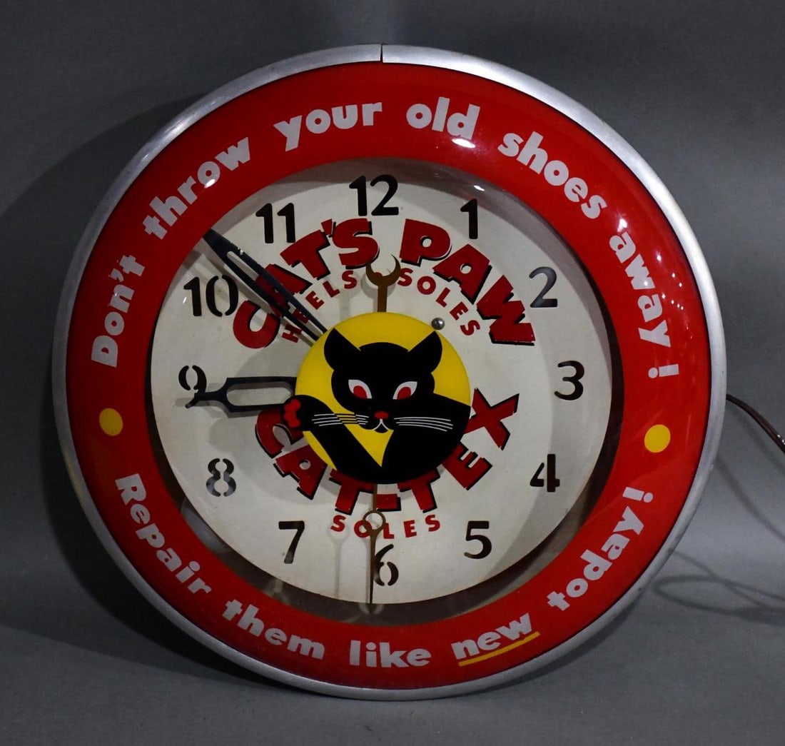 Cat's Paw Cat-Tex Pre-Double Bubble Lighted Clock (1 of 5)