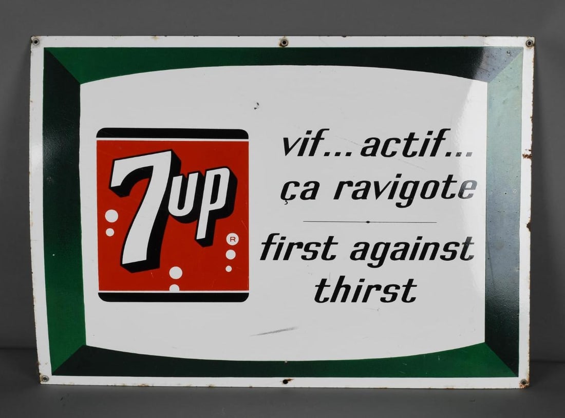 7up w/Logo First Against Thirst Porcelain Sign (TAC) (1 of 4)
