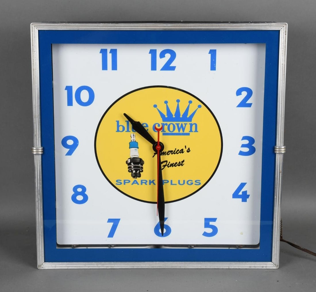 Blue Crown Spark Plugs Neon Clock (restored) (1 of 3)