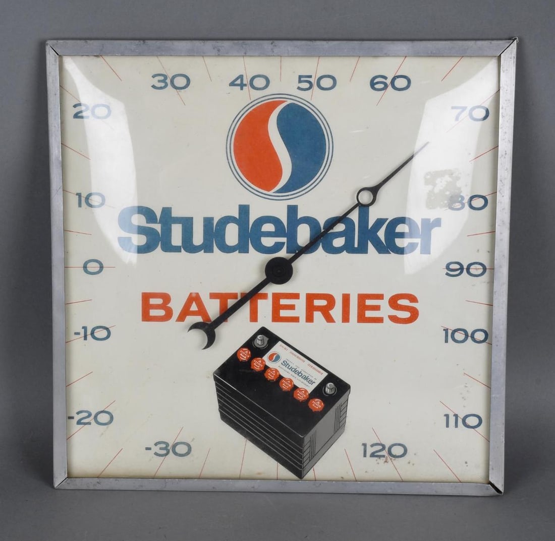 Studebaker Batteries Thermometer w/Logo & 12 volt Battery (1 of 3)