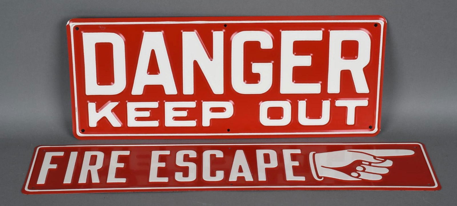 Fire Escape w/Pointing Hand & Danger Keep Out Metal Signs (1 of 3)