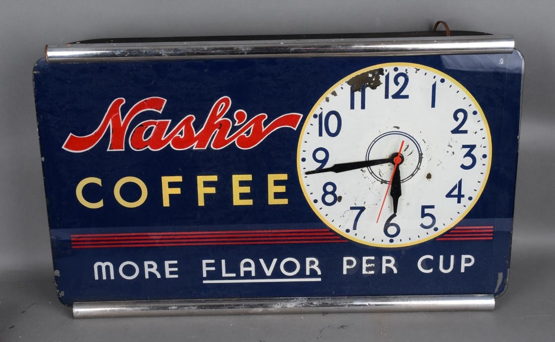Nash's Coffee "More Flavor Per Cup" Lighted Clock (1 of 4)