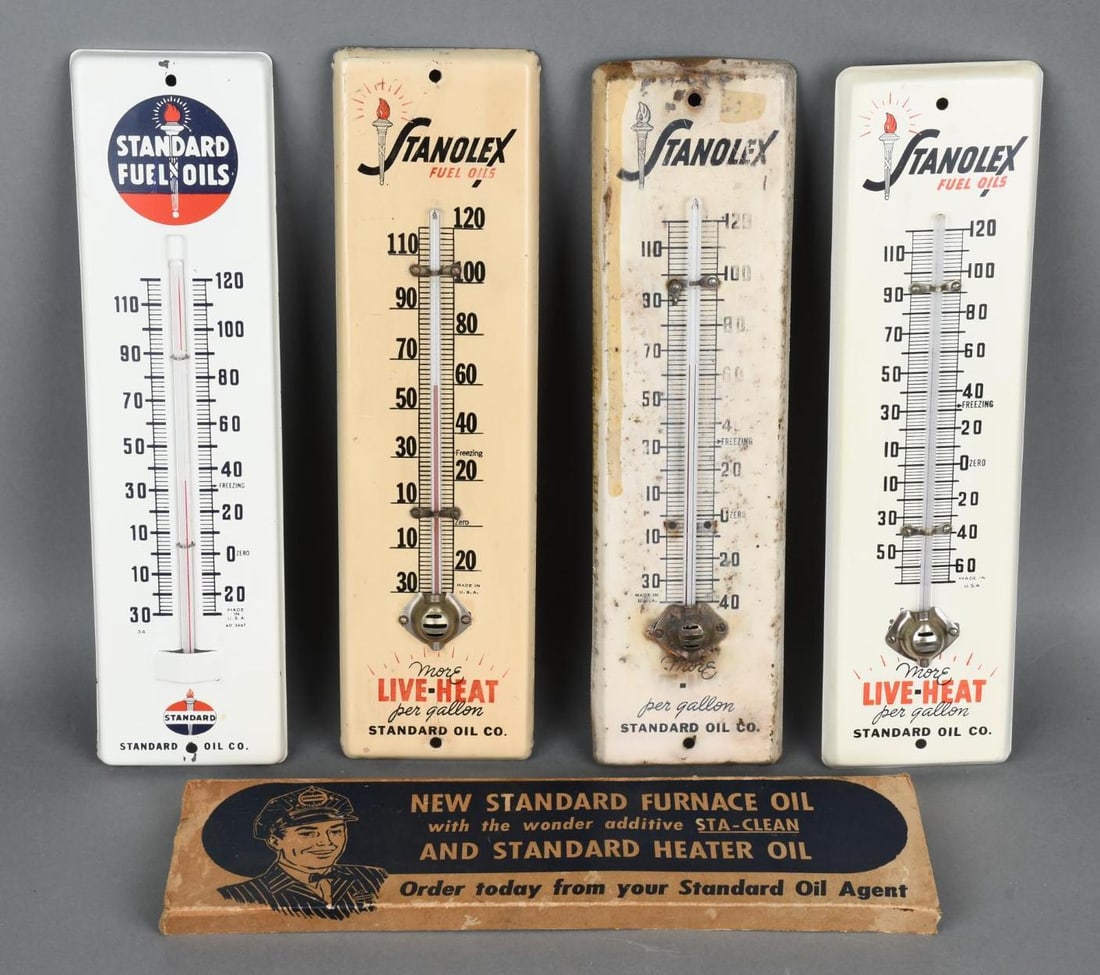 4-Stanolex & Standard Heating Oil Metal Thermometers (1 of 4)