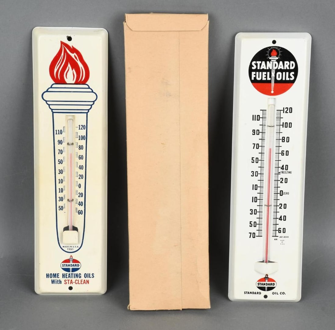 2-Different Standard Heating Oils Metal Thermometers (1 of 3)