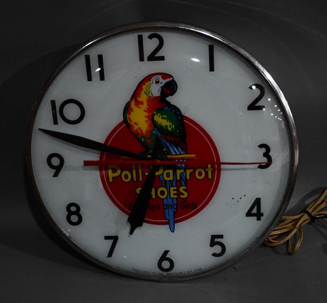 Reproduction Poll-Parrot Shoes Pam Lighted Clock (1 of 3)