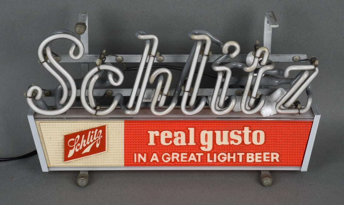 Schlitz Beer "Real Gusto" w/Logo Window Neon Sign (1 of 3)
