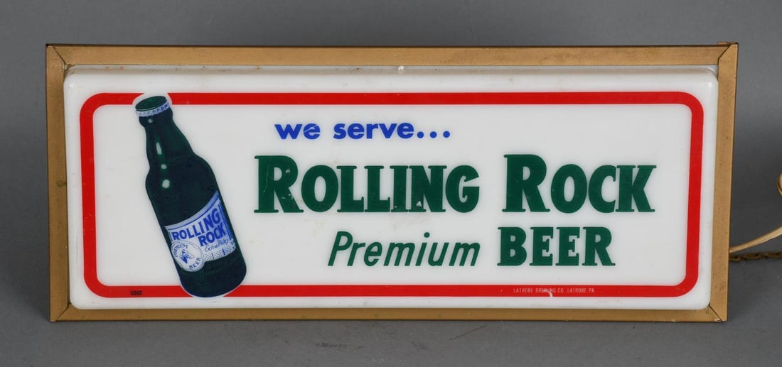 We Serve Rolling Rock Premium Beer Plastic Lighted Sign (1 of 2)