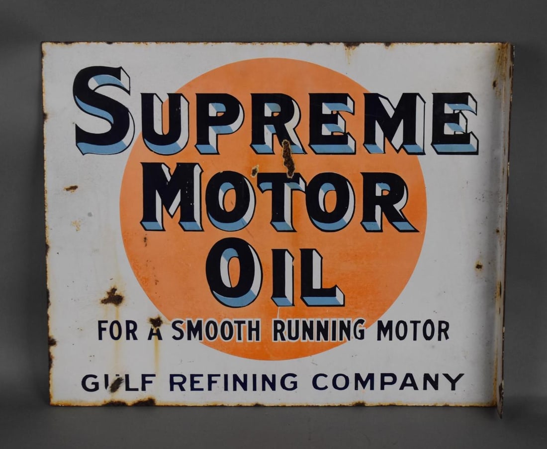 Gulf Supreme Motor Oil Porcelain Flange Sign (1 of 4)