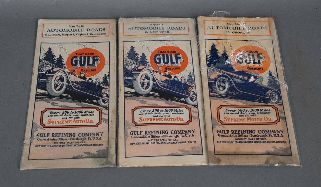 3-Circa 1930 Gulf Road Maps (1 of 3)