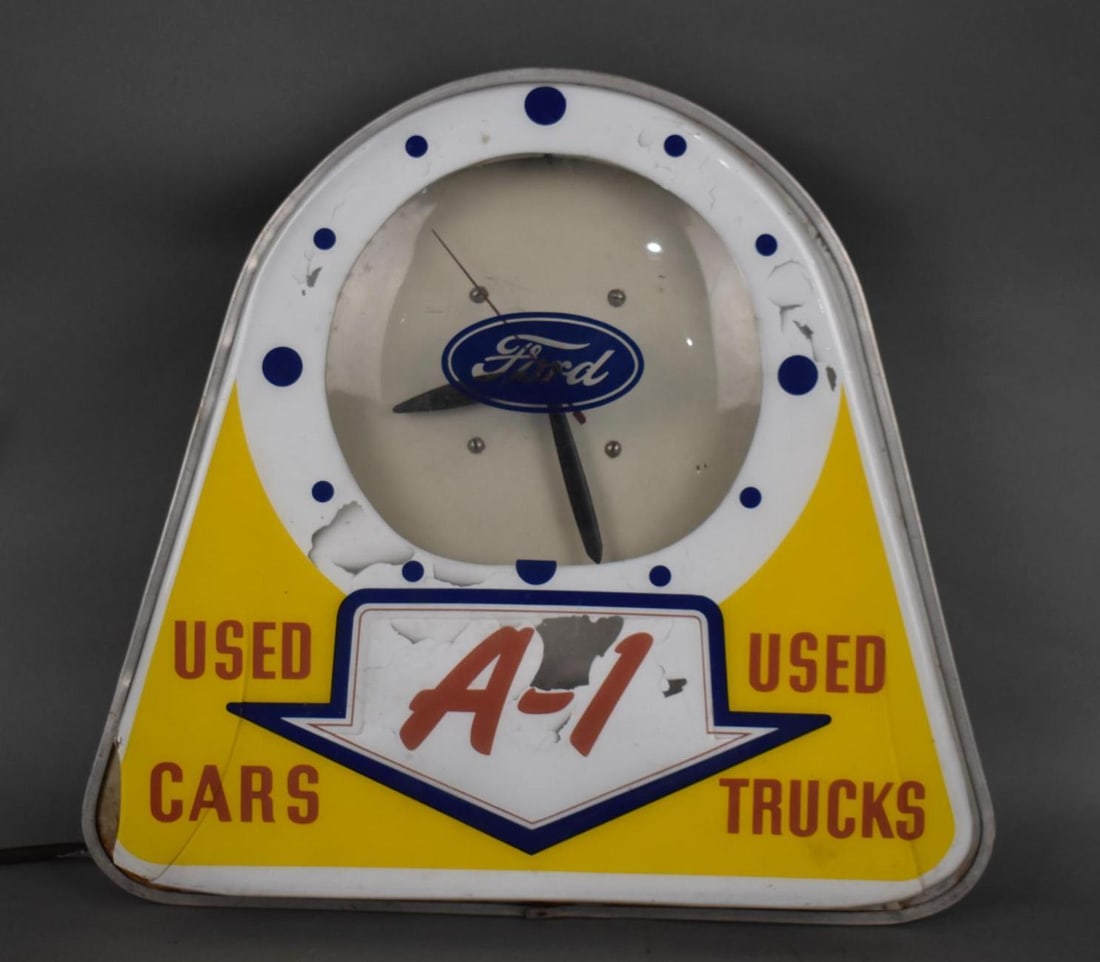 Rare Ford A-1 Used Cars Used Trucks Plastic Neon Clock (1 of 5)