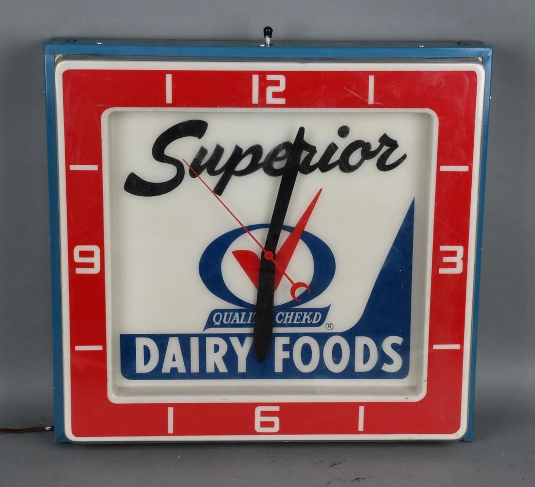 Superior Dairy Foods Lighted Plastic & Metal Clock (1 of 3)