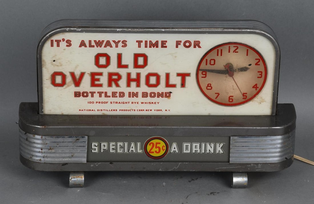 Old Overholt Whiskey Lighted Clock (1 of 3)