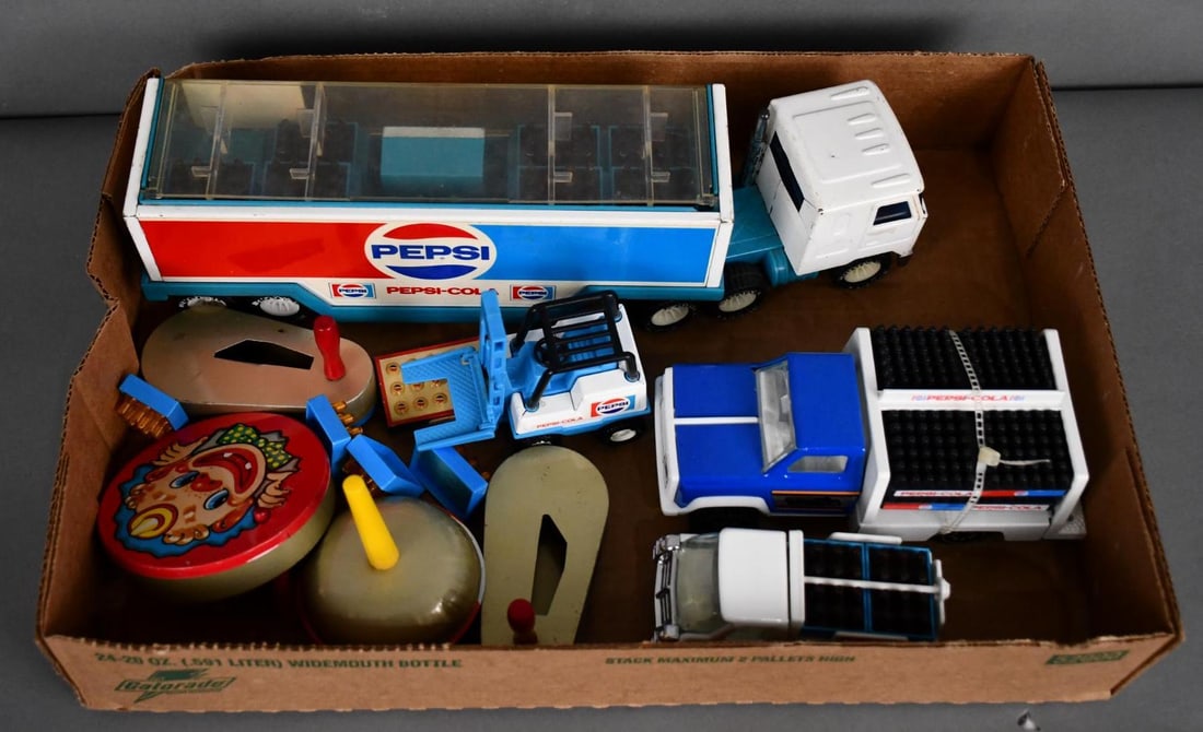 Lot of Pepsi Toys & More: 14.5"L or less in size, all different condition.