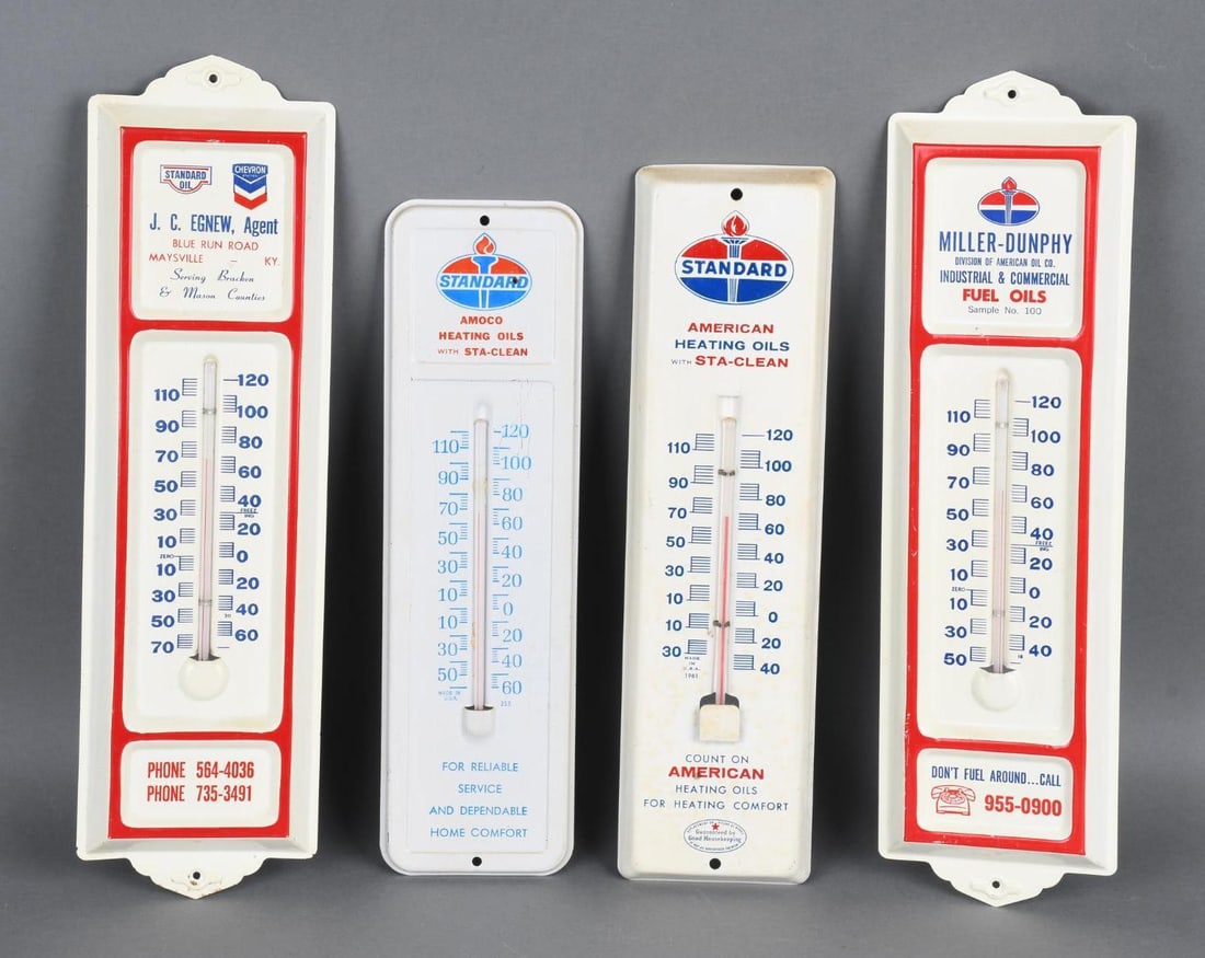 4-Different Standard & Chevron Metal Thermometers (1 of 4)