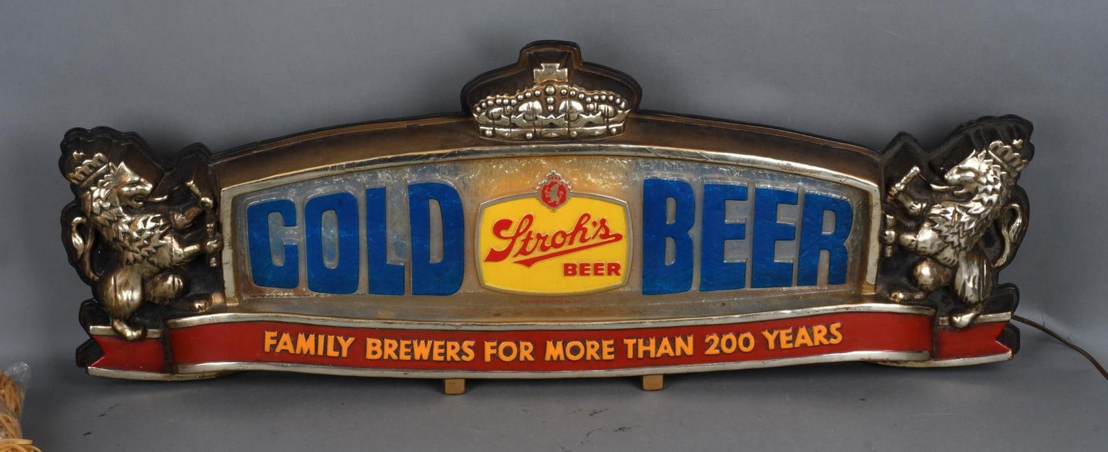 Stroh's Beer "Cold Beer" Plastic Lighted Sign (1 of 4)