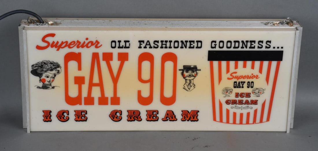 Superior Gay 90 Ice Cream Plastic Lighted Sign (1 of 3)