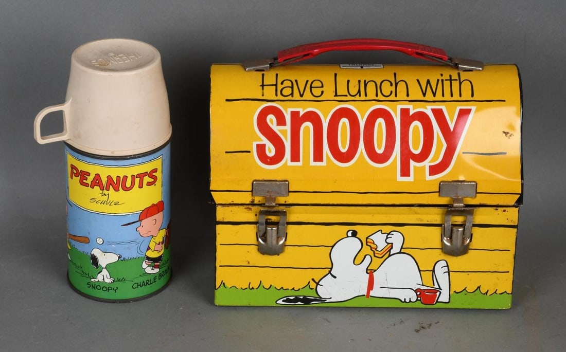 Snoopy Dome-Top Metal Lunch Box w/Thermos (1 of 3)