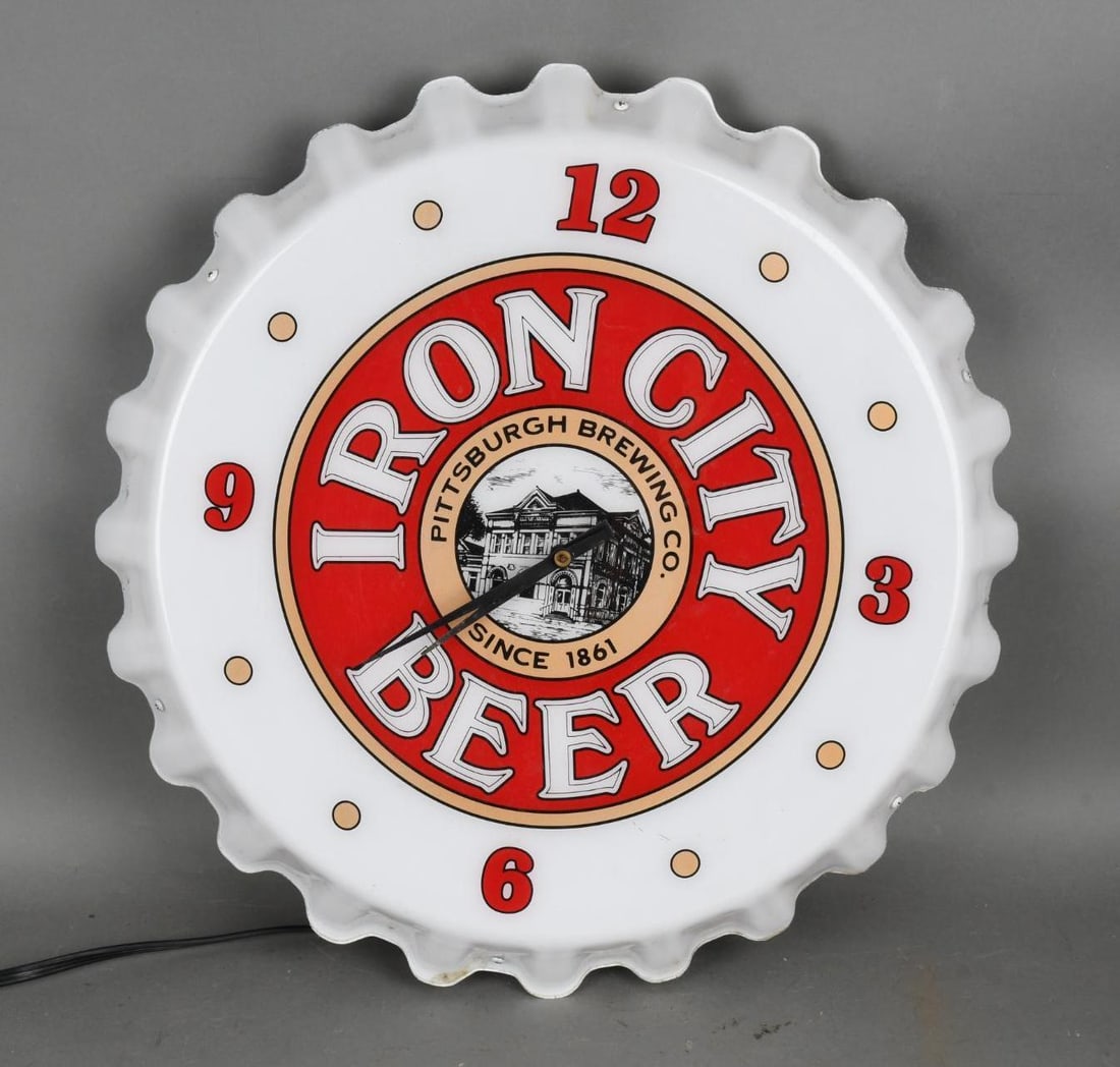 Iron City Beer Plastic Bottle Cap Style Clock (1 of 3)