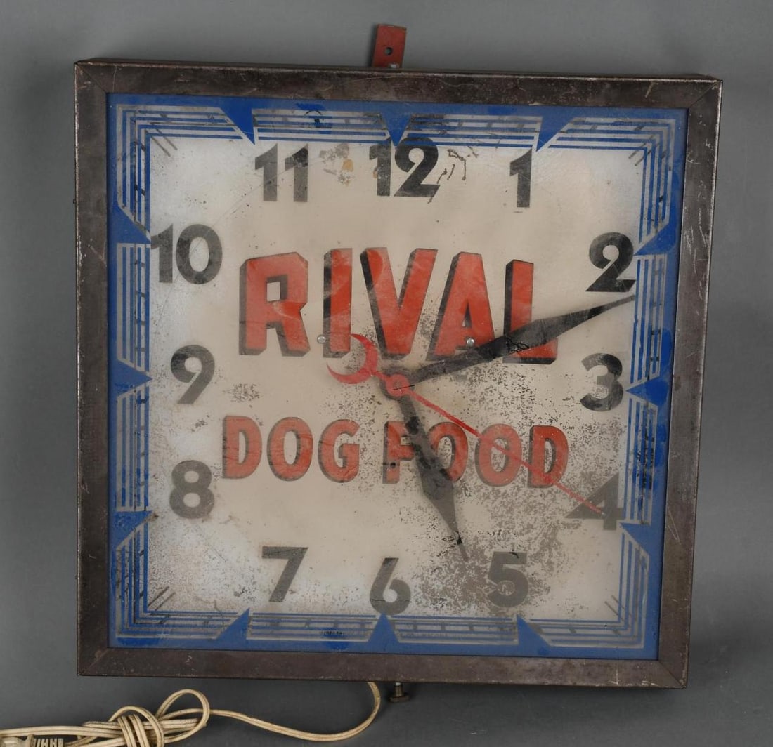 Rival Dog Food Neon Clock Auction