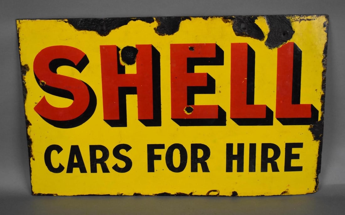 Shell "Cars for Hire" Porcelain Sign6.75, (1 of 5)