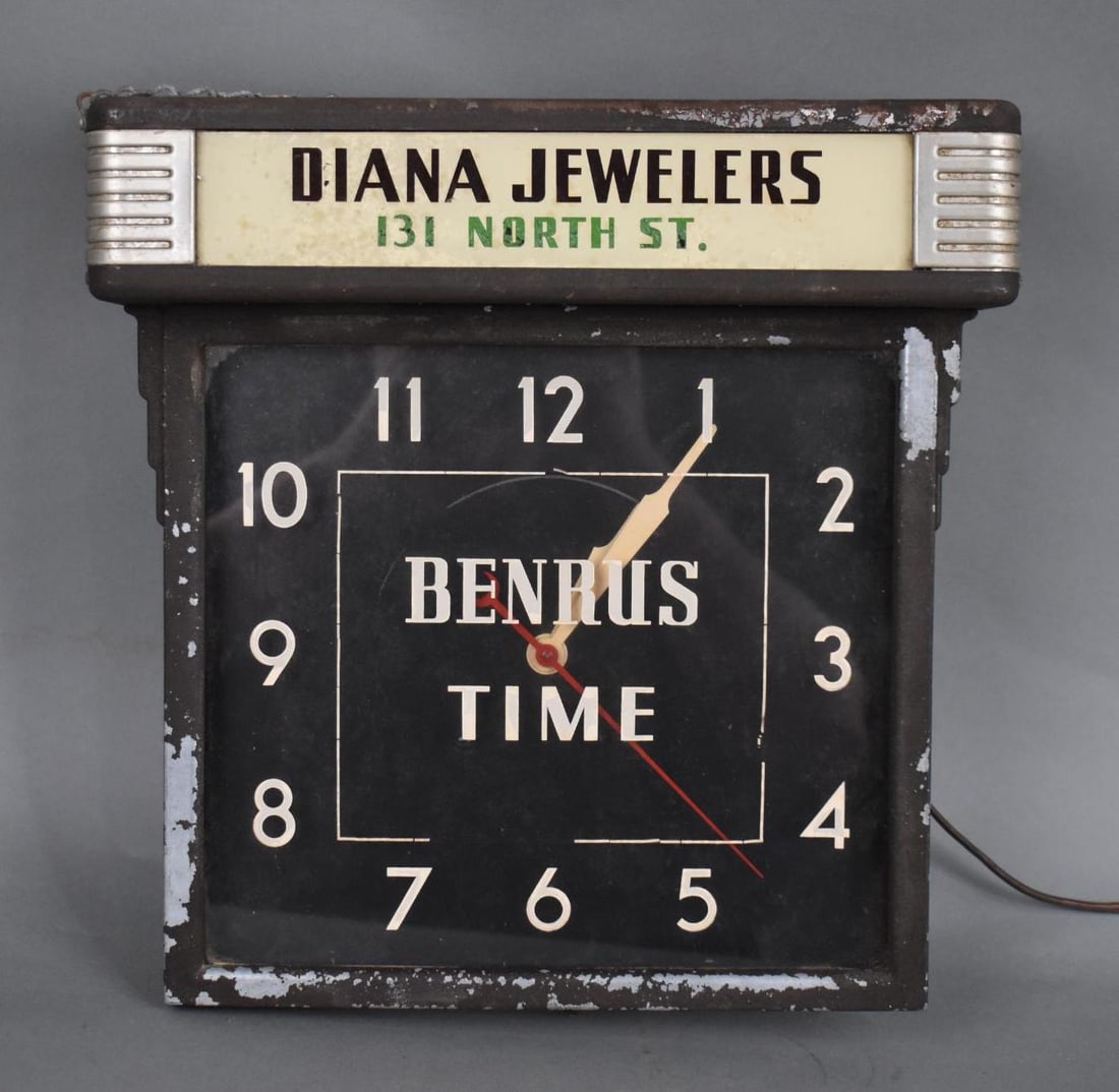 Benrus Time Clock "Diana Jewelers" Lighted Clock (1 of 3)