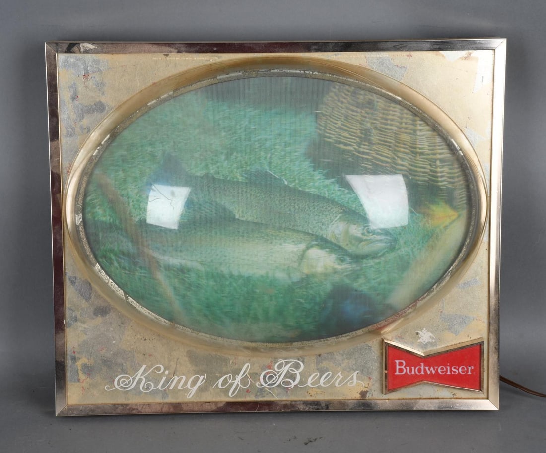 Budweiser "King of Beers" Pair of Trout Lighted Sign (1 of 3)