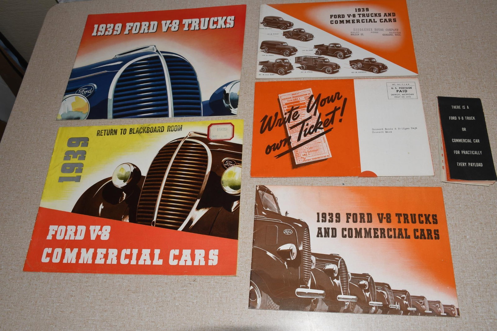 Lot of 6 Ford Brochures - 6 (1939): 8.5"x11" or less in size, all have light wear.